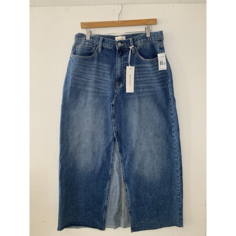 Women's Driftwood Maxi Denim Skirt Front Slit Sarah Skirt Large